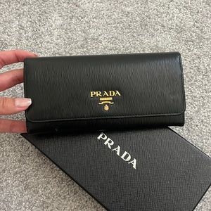 Prada Large Saffiano Leather Wallet - Black